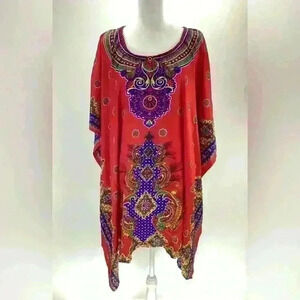 OS ESY Studio Women cover wrap blouse robe multi color Mrs Roper Romps A65